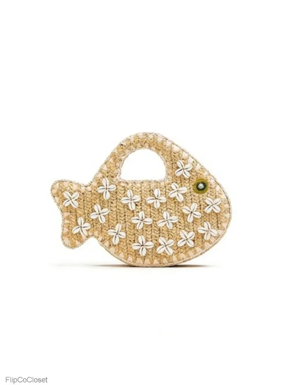 Straw Woven Fish Shaped Clutch Handbag Mini Novelty Tote